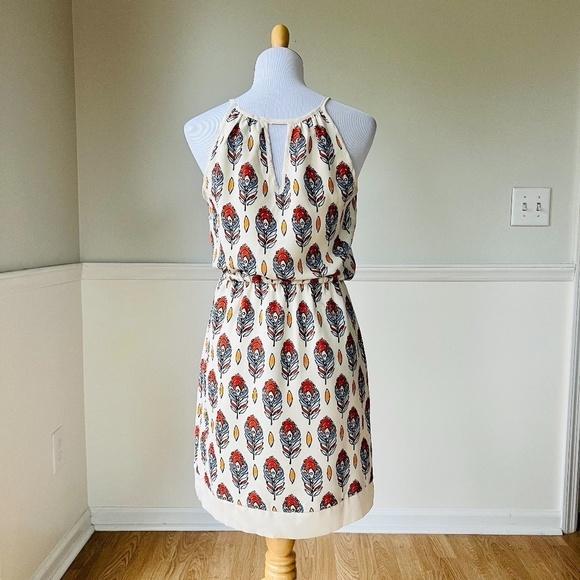 Joy Joy Boho Feather Drawstring Summer Crepe Mini Dress - XS - Picture 4 of 7